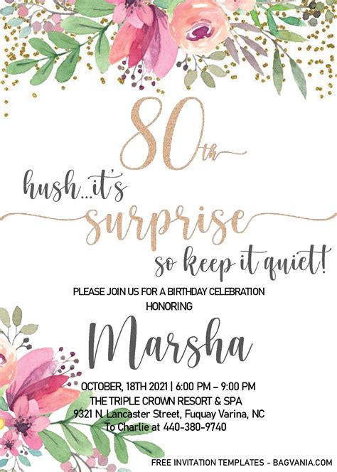 More 80th Birthday Invitation Templates