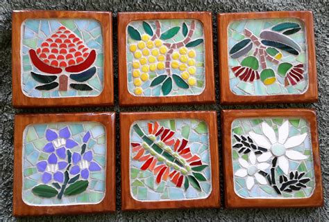 Mosaic crochet coasters with flowers