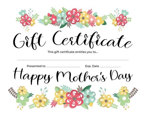 Mothers Day Gift Certificate Templates