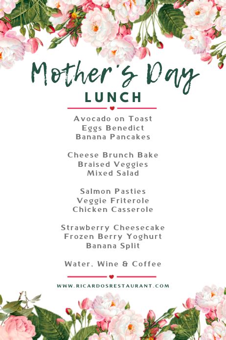 Mother's Day Menu Template 1