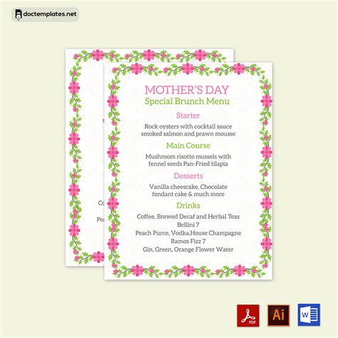 Mother's Day Menu Template 10