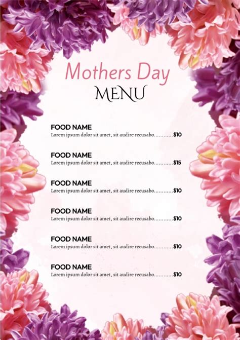 Mother's Day Menu Templates