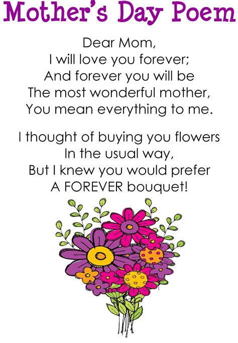 Image of a printable Mothers Day poem