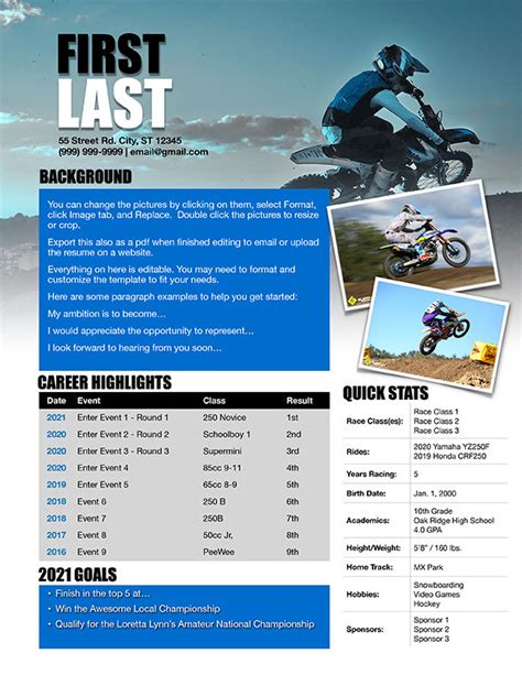 Customizing Your Motocross Resume Template