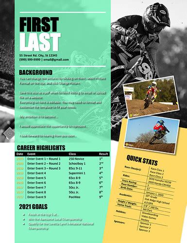 Motocross Resume Template