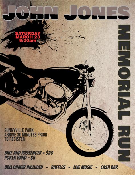 Motorcycle Run Flyer Template 3