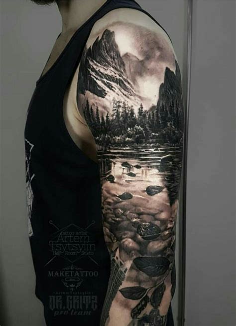 Mountain sleeve tattoo design