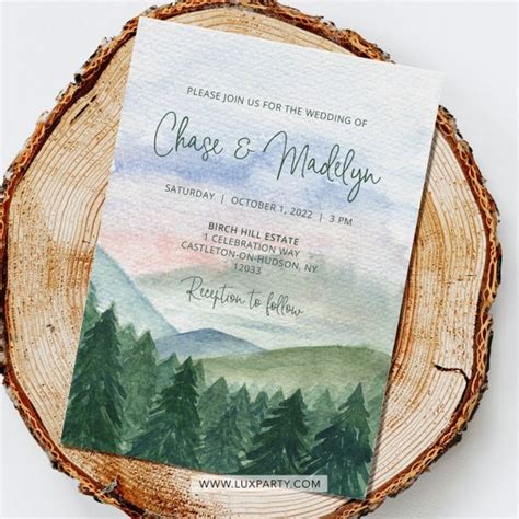 Mountain Wedding Invitation Template 1