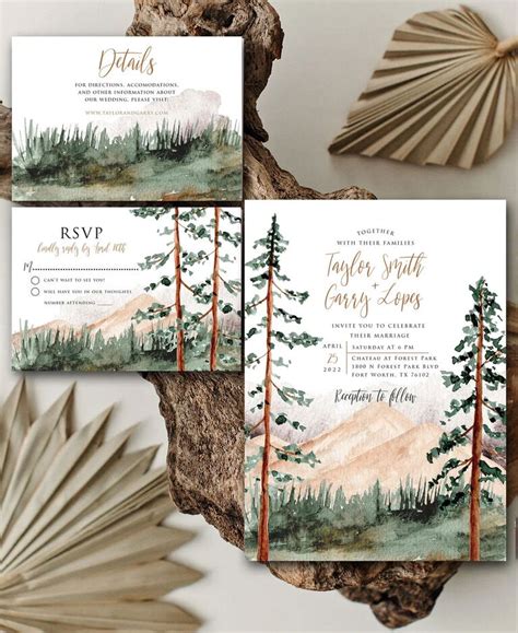 Mountain Wedding Invitation Template 6