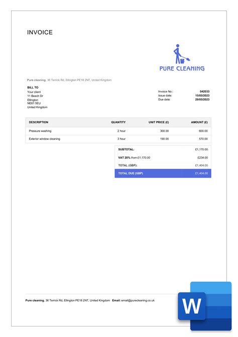 Move-In/Move-Out Cleaning Invoice Template