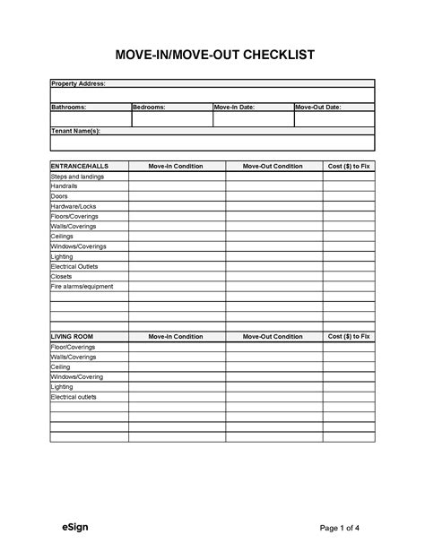 Move-In/Move-Out Inventory Checklist