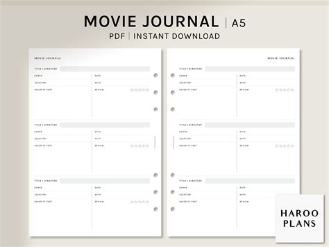 Movie Journal Template