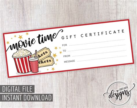 Movie Night Gift Certificate Template