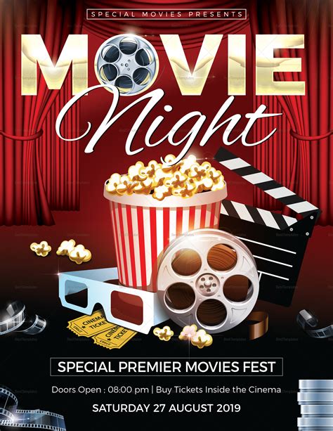 Movie Night Poster Template Word