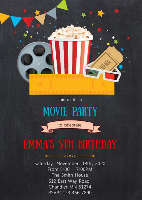 Movie Party Invitation Template 1