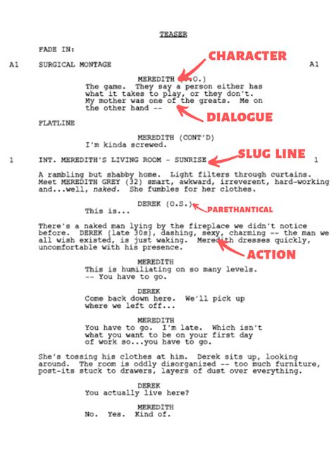 A screenshot of a movie script format template