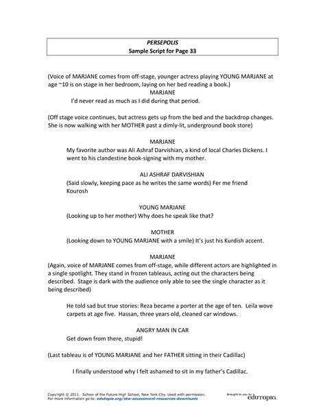 A screenshot of a movie script template