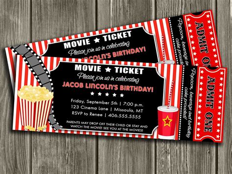 A movie ticket invitation template with a movie star and a microphone