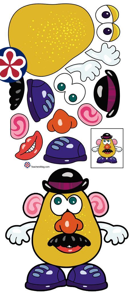 Mr. Potato Head Template with Various Hats