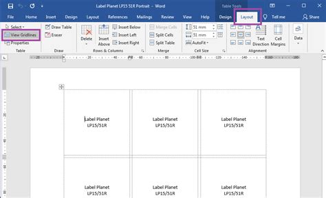 Adjusting Print Settings for MS Word Label Template