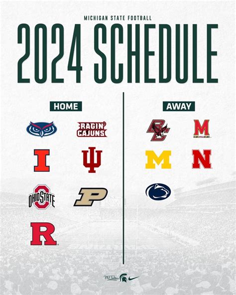 MSU Football Schedule Printable 2024