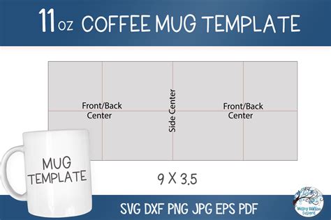 Mug template guidelines with recommended dimensions and resolution