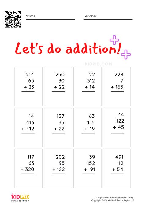 Multi-Digit Addition Worksheets