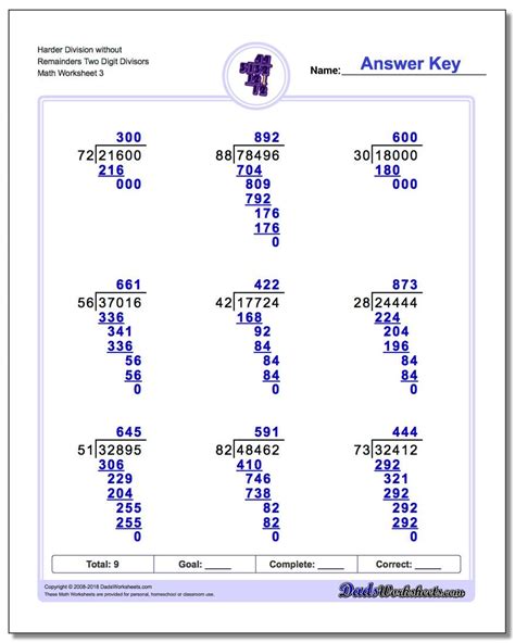 Multi-Digit Division Chart