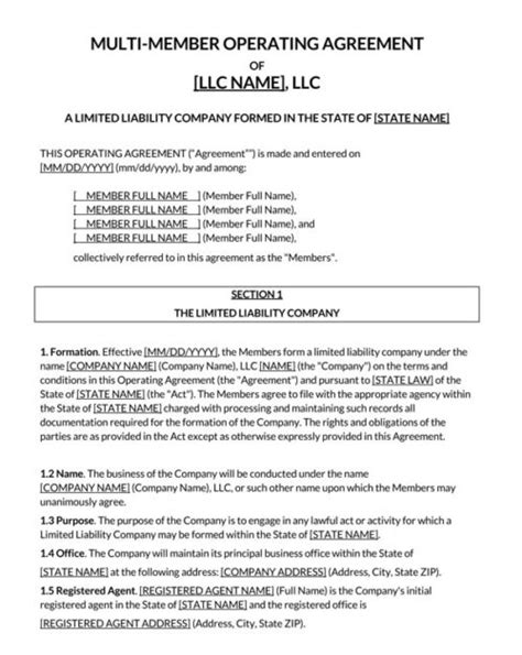 Multi-Member LLC Operating Agreement