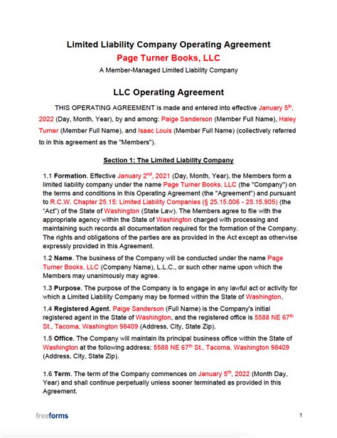 Multi-Member LLC Operating Agreement Template