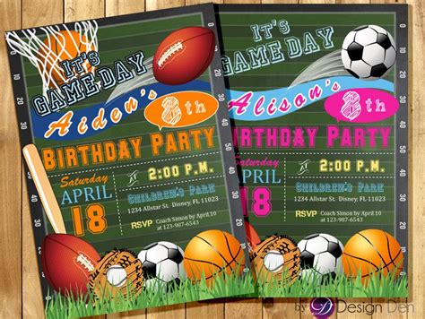 Multi-Sports Birthday Invitation