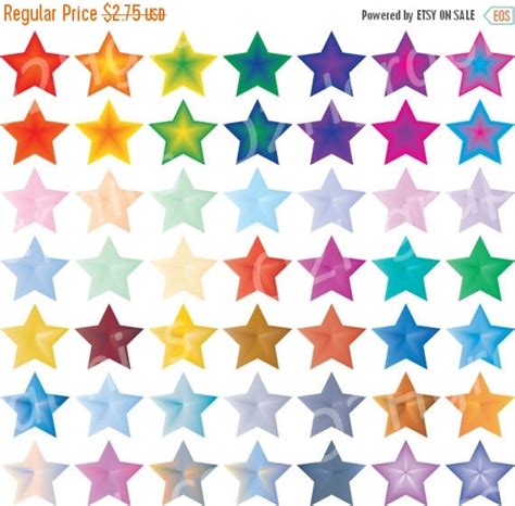 Multicolored star clipart design with a white background and multicolored stars in shades of pink, blue, yellow, and green