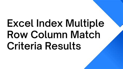 Multiple Results Index Match