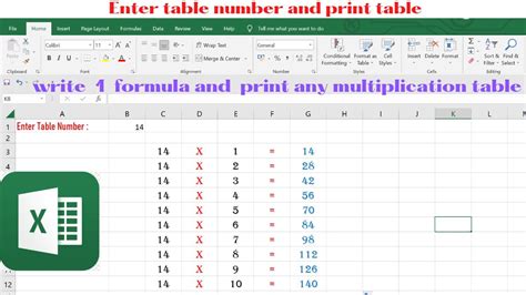 Multiple Table Formula Example