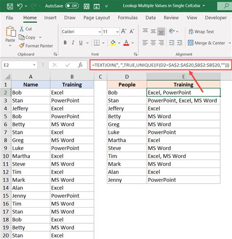 Multiple Values Excel Formula