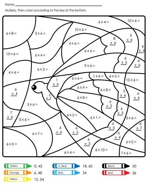 Multiplication Color-by-Number Worksheets for Kids