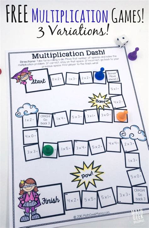 Multiplication games and worksheets