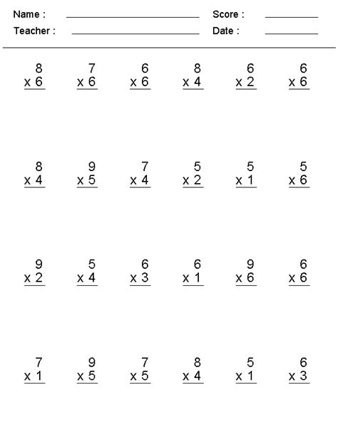 Multiplication Questions 3rd Grade