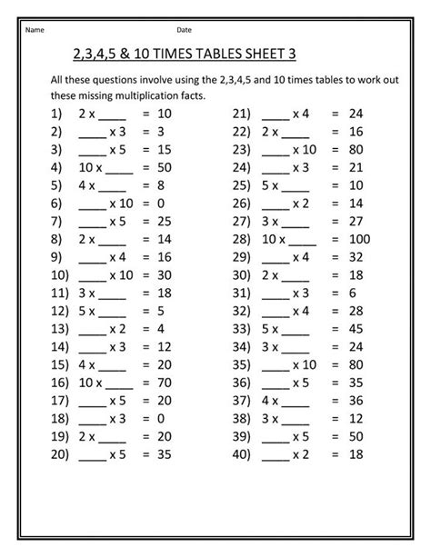 Multiplication Quiz 1