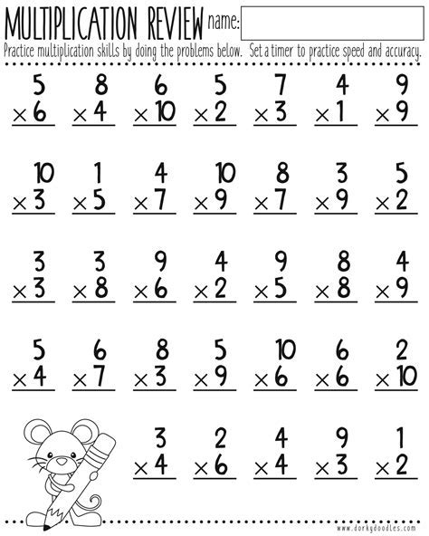 Multiplication Test Printables for Kids