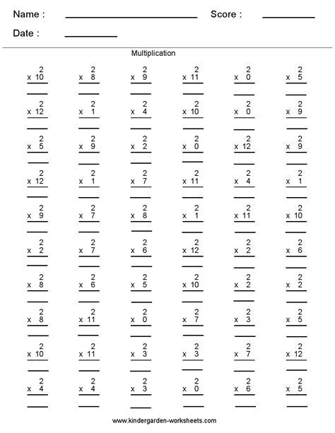 Multiplication Test Printables for Kids