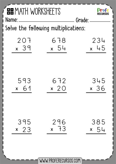 Multiplication Worksheets for 5th Grade