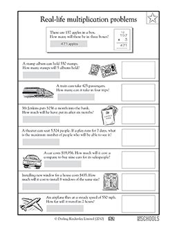 Multiplication worksheets with real-life applications