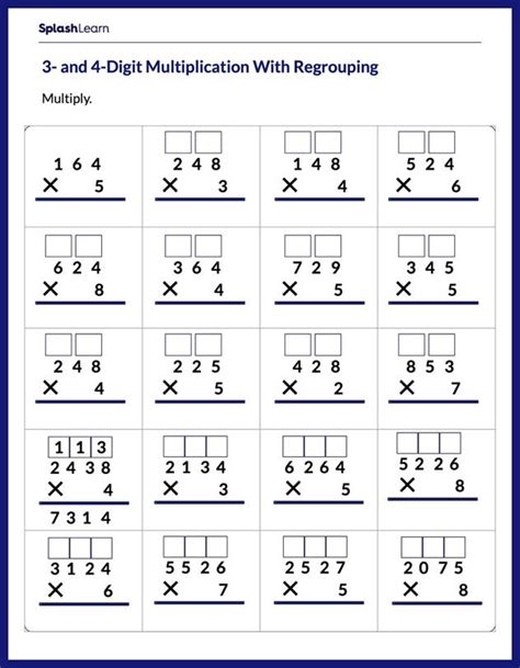 Multiplication Worksheets with Regrouping