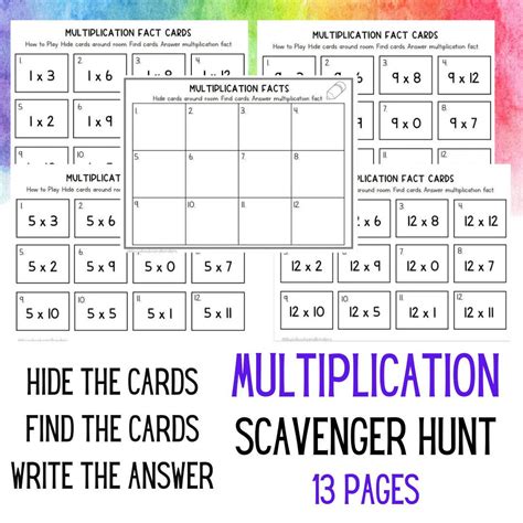 Child searching for multiplication facts in a scavenger hunt