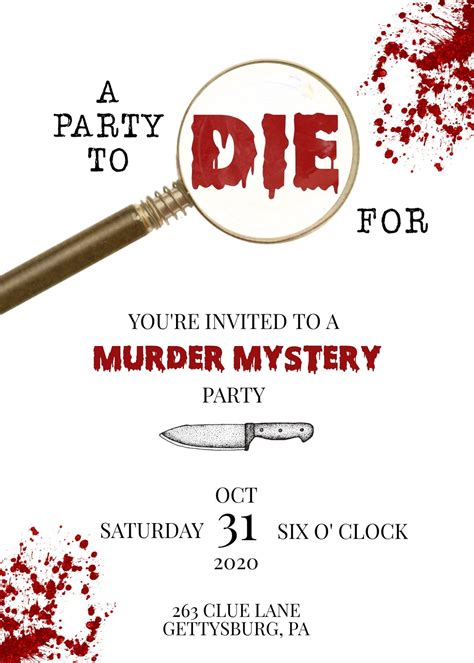 Murder Mystery Dinner Party Invitations