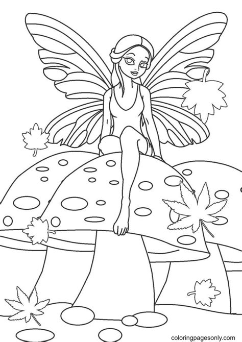 Mushroom Fairy Coloring Page