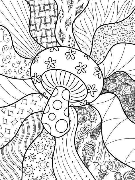 Mushroom Patterns Coloring Page