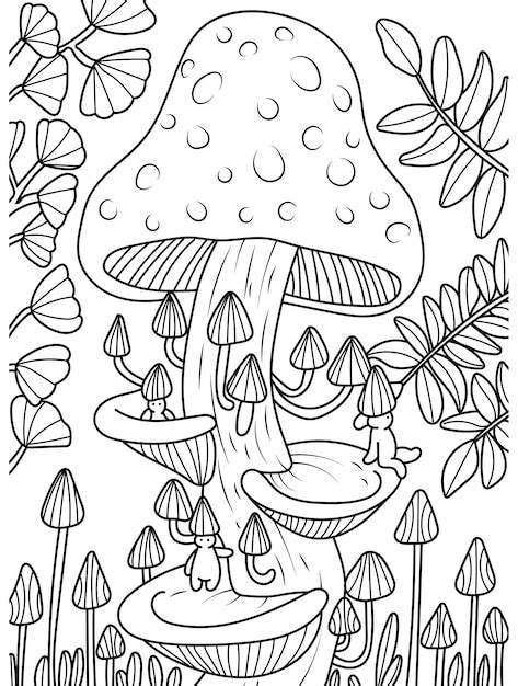 Mushroom Tree Coloring Page