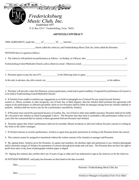 Music Artist Contract Template